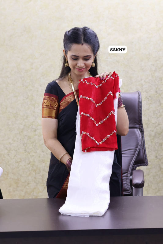 Space silk with heavy work blouse 😍🥳