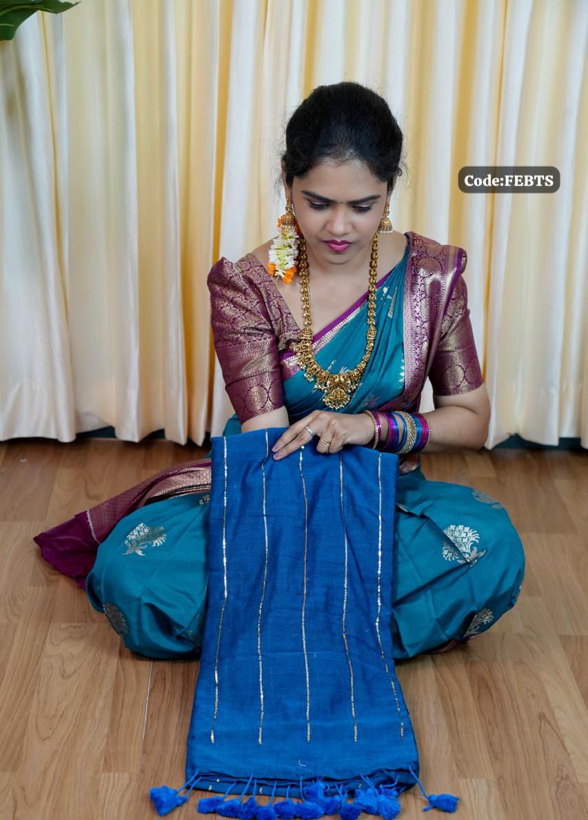 Soft cotton saree with sequence work 🎁