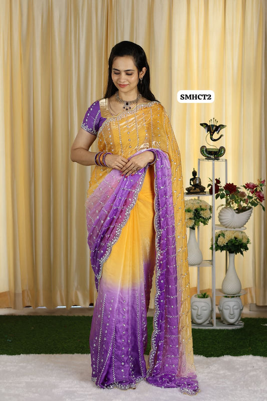 Heavy premium space silk sarees with katdana beads work 😎🥰🥳
