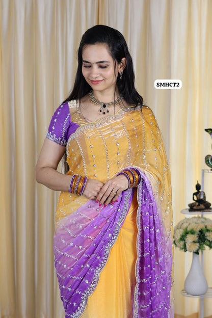 Heavy premium space silk sarees with katdana beads work 😎🥰🥳