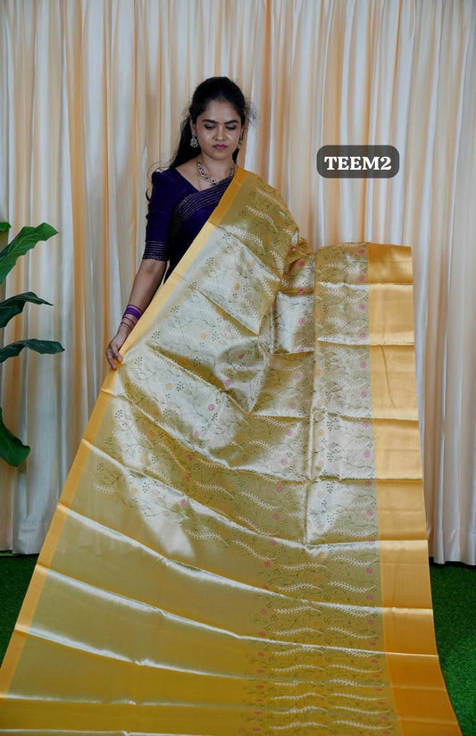 Tissue saree. with embroidery🥳