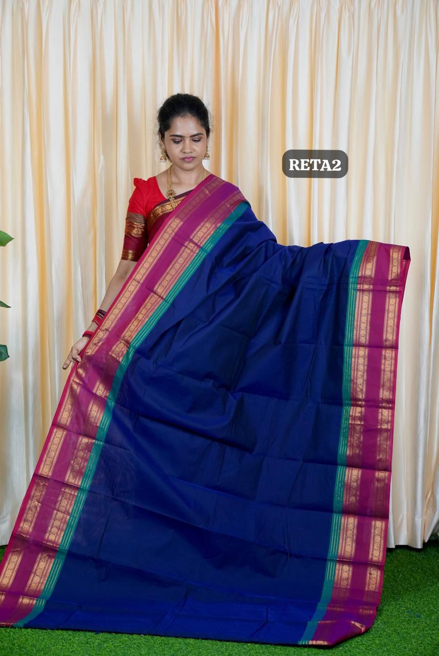 Premium kanchi cotton running blouse. retta petta border ❌