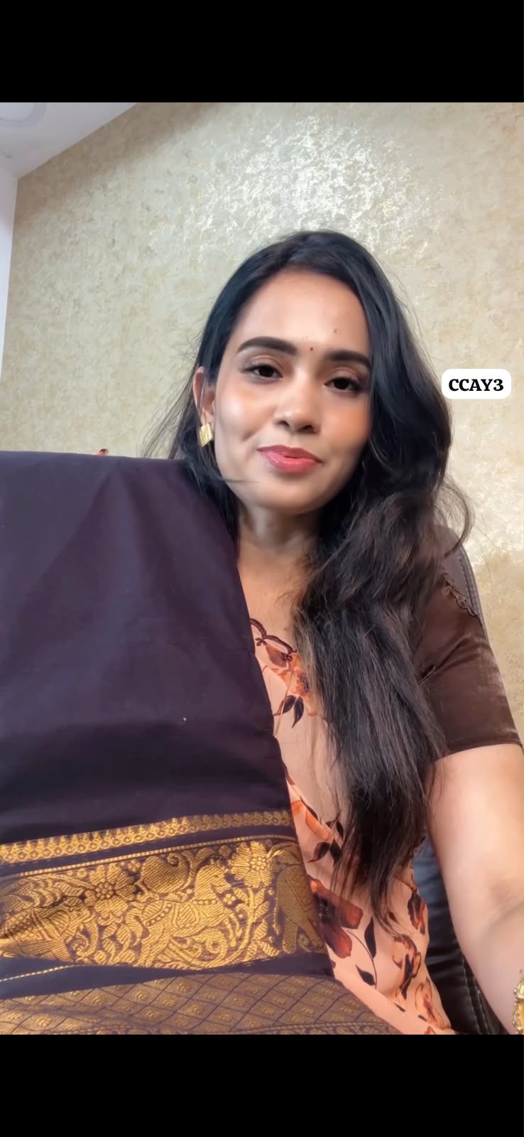 Kanchi cotton saree dark chocolate brown colour (Animal prints)😍😎