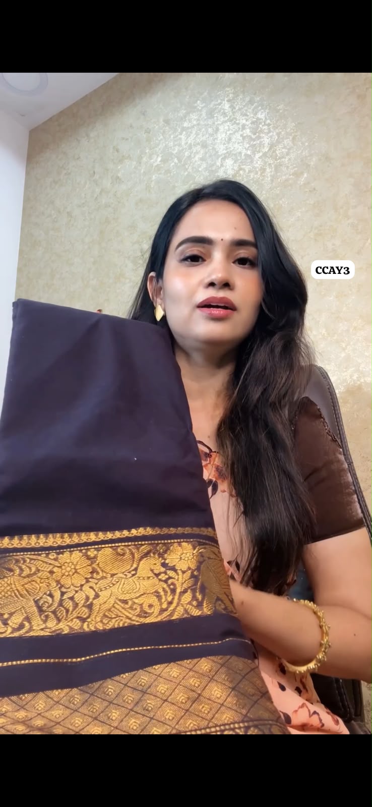 Kanchi cotton saree dark chocolate brown colour (Animal prints)😍😎
