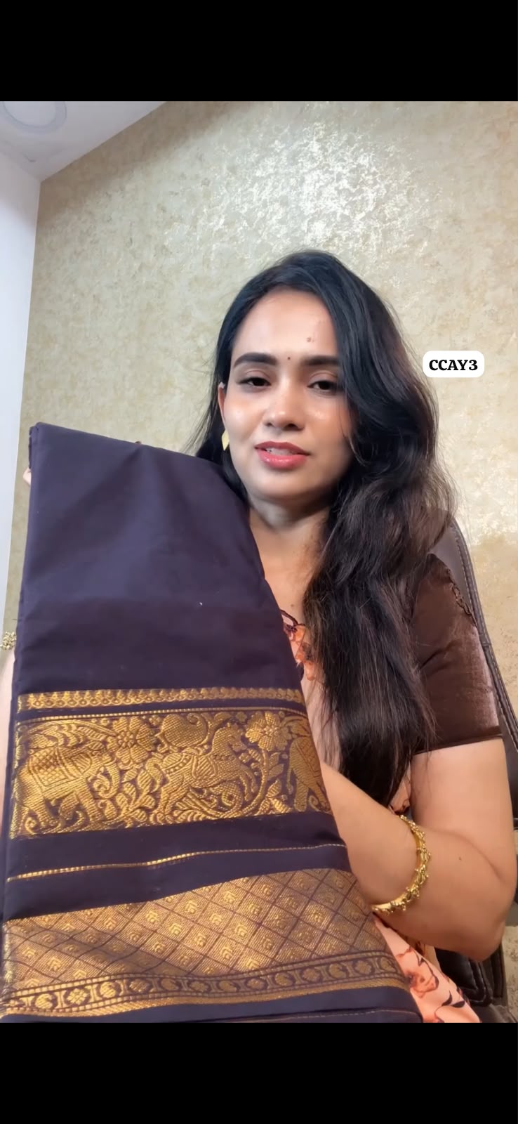 Kanchi cotton saree dark chocolate brown colour (Animal prints)😍😎