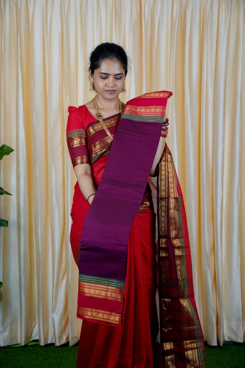 Premium kanchi cotton Running blouse. retta petta border❌