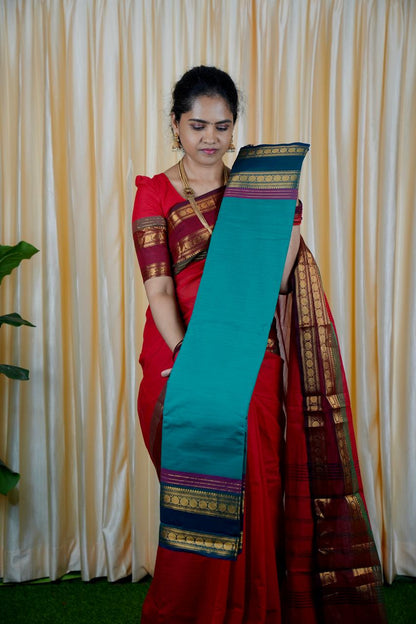 Premium kanchi cotton Running blouse. retta petta border🍏🍄