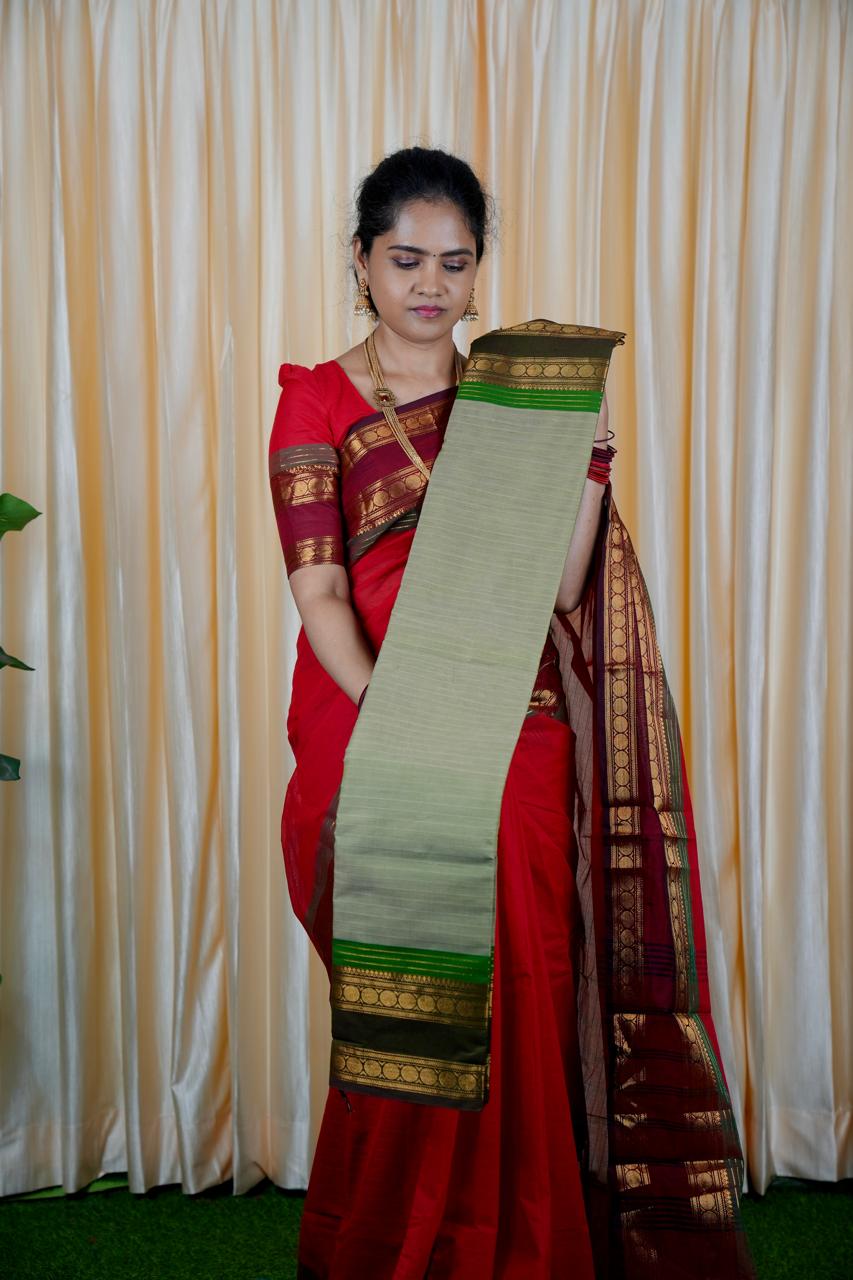 Premium kanchi cotton Running blouse. retta petta border🍏🍄