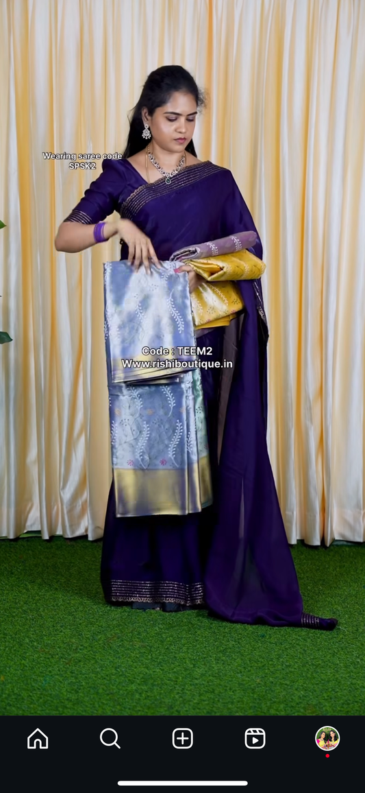Tissue saree. with embroidery🥳