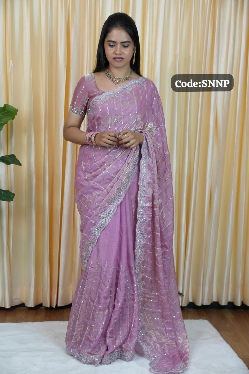 Prebook - Space silk saree with silver chumky works 🥰😎📚