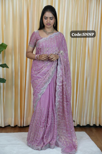 Prebook - Space silk saree with silver chumky works 🥰😎📚