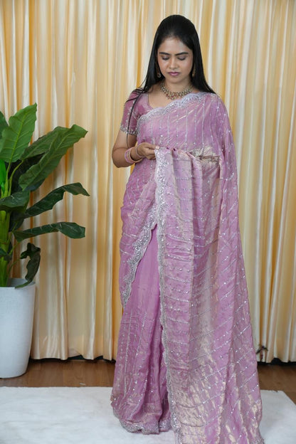 Prebook - Space silk saree with silver chumky works 🥰😎📚