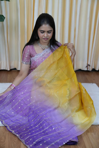 Organza fabric with jumky work😎🥰🌈