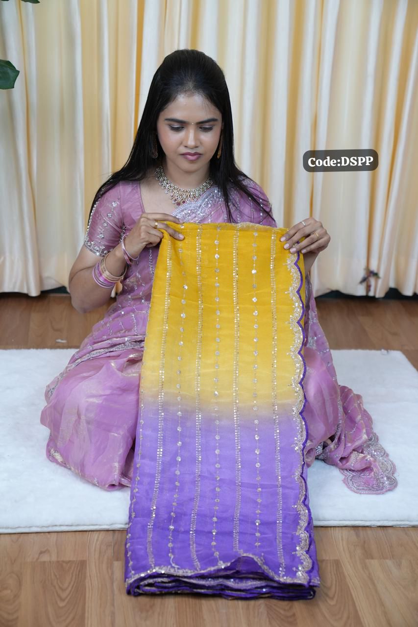 Organza fabric with jumky work😎🥰🌈