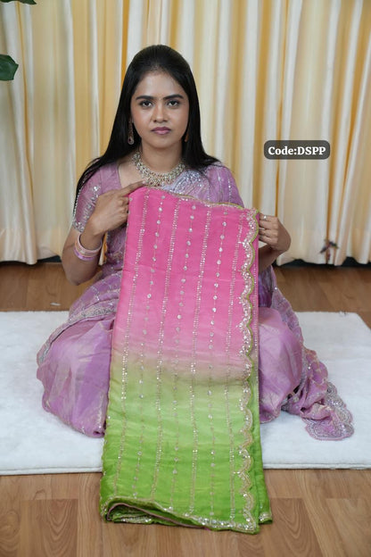 Organza fabric with jumky work 😎🥰🌈
