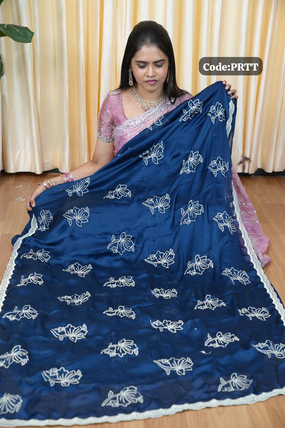 Ramzan offer 💐Premium silk georgette  and shimmer georgette with floral embroidery designs🏃🏻‍♀️