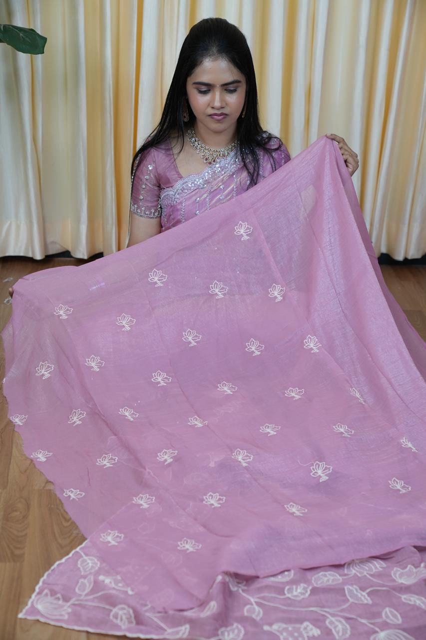 Ramzan offer 💐 Premium silk georgette  and shimmer georgette with floral embroidery designs🏃🏻‍♀️