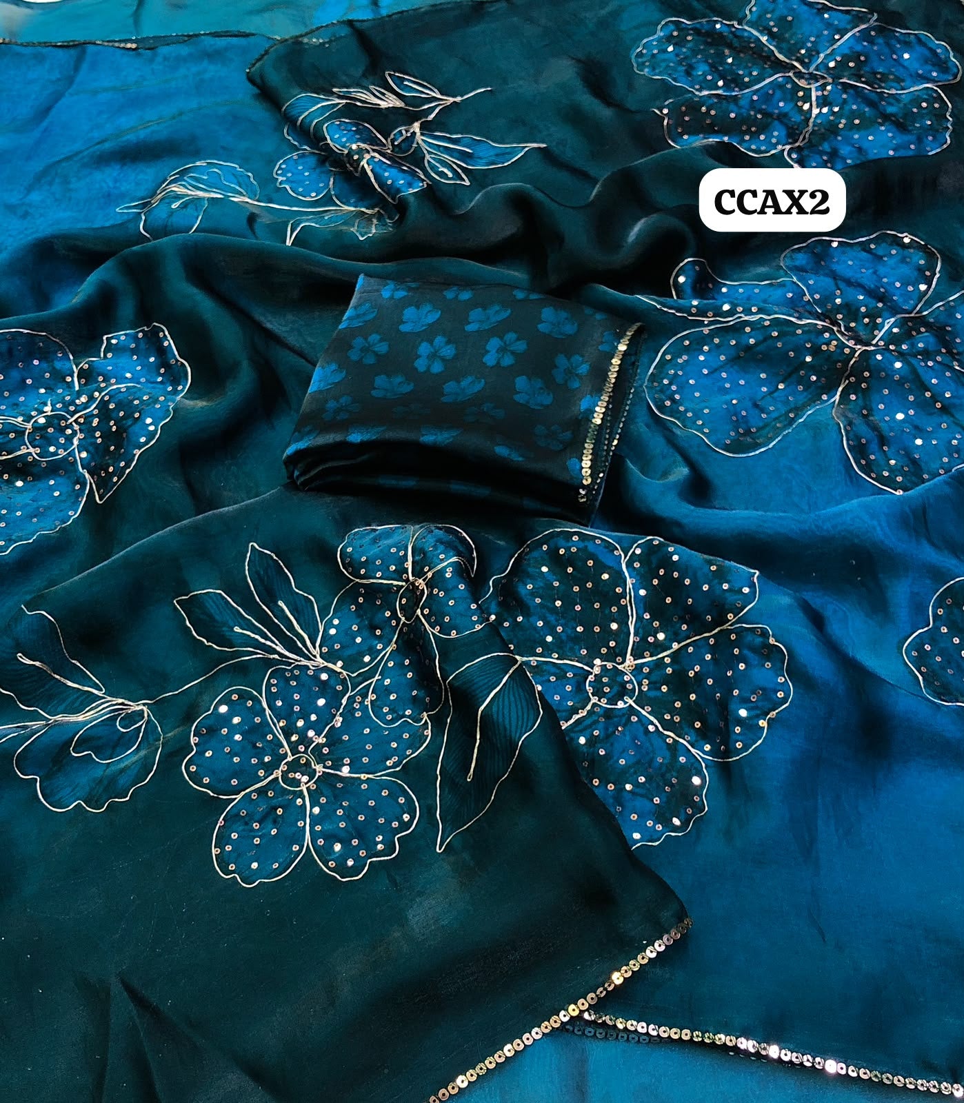 Space silk saree with sequence work 🥳