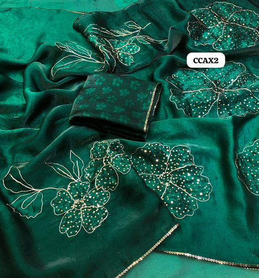 Space silk saree with sequence work 🥳