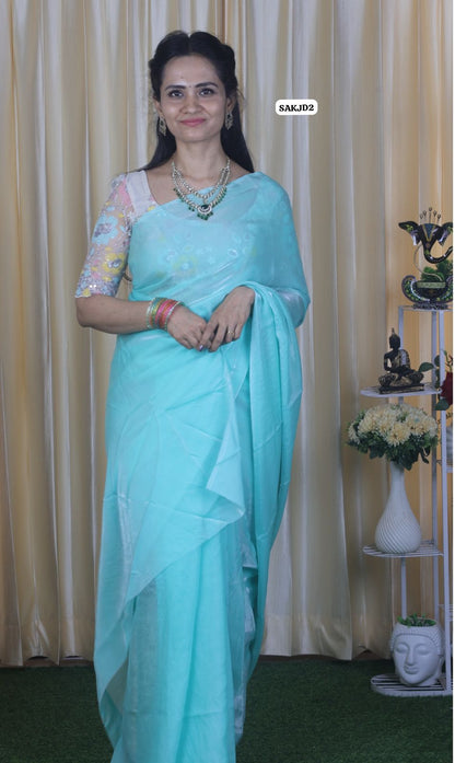Space silk saree with work blouse 😍🥳
