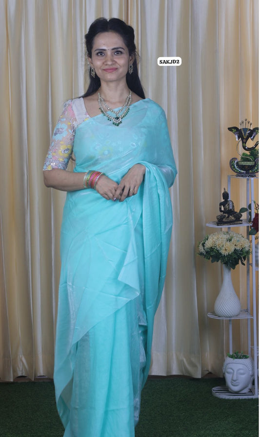 Space silk saree with work blouse 😍🥳