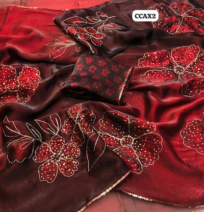 Space silk saree with sequence work 🥳