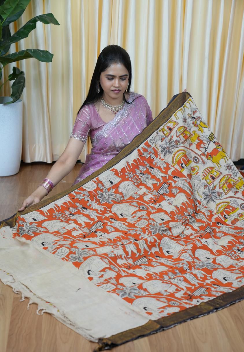 Handloom cotton kalamkariprints🥰😎🌈📚