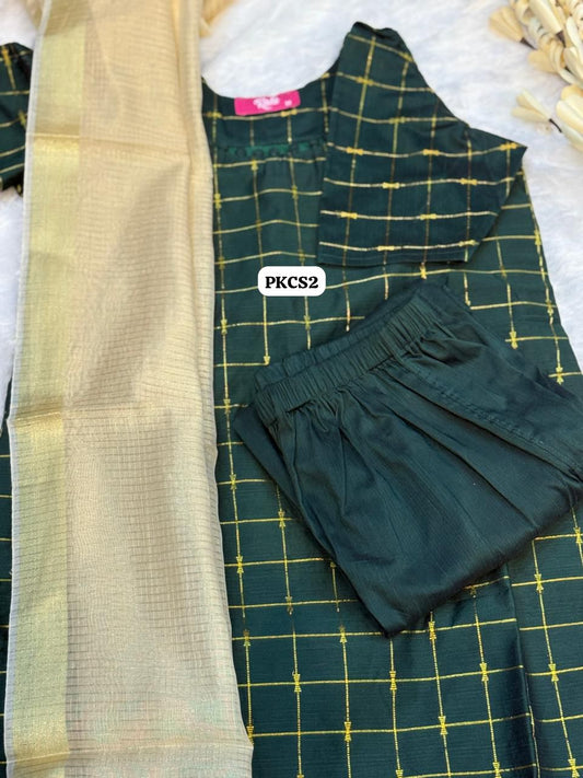 Raw silk Salwar with Gold Zari 🥰😎(Stitched) (3pc set)