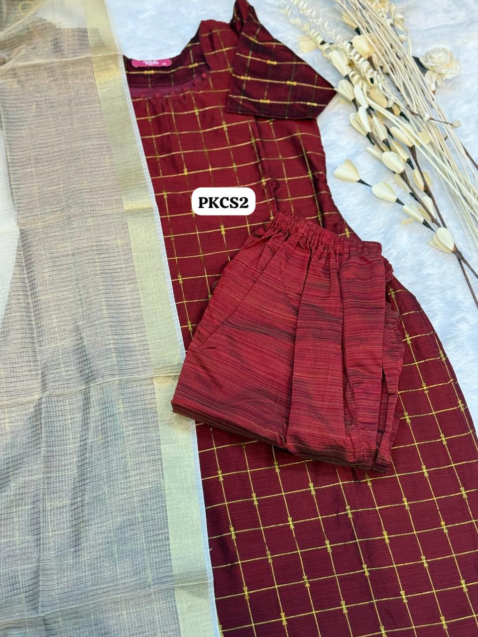 Raw silk Salwar with Gold Zari (Stitched) (3pc set)😍