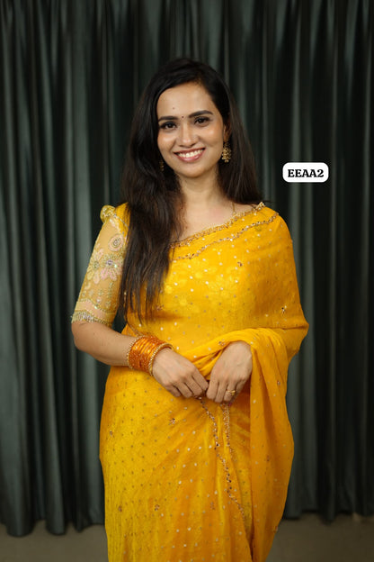 Chiffon stone work saree🥳