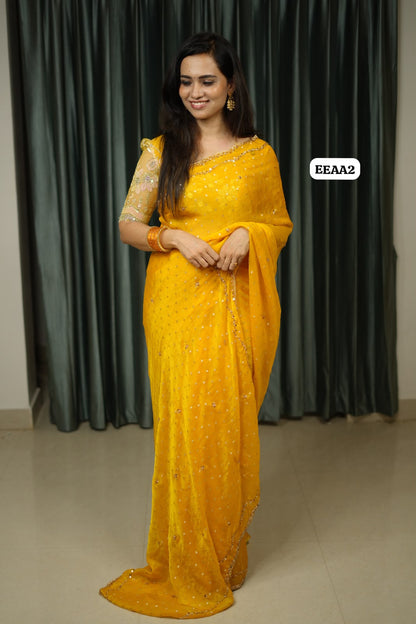 Chiffon stone work saree🥳