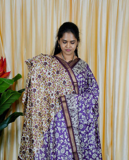 Mul mul cotton sarees. contrast kalamkari ❌