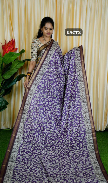 Mul mul cotton sarees. contrast kalamkari ❌
