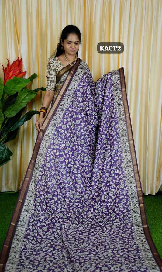Mul mul cotton sarees. contrast kalamkari ❌