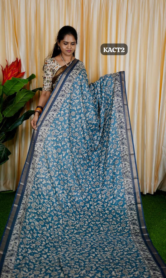 Mul mul cotton saree. contrast kalamkari ❌