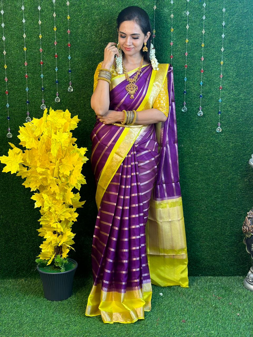 Buy Online Yellow Pattu Saree With All Over Butties – Shivansh Fab