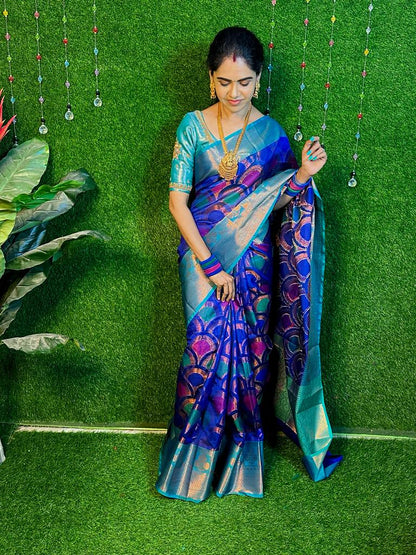 Triple shaded katan silk sarees