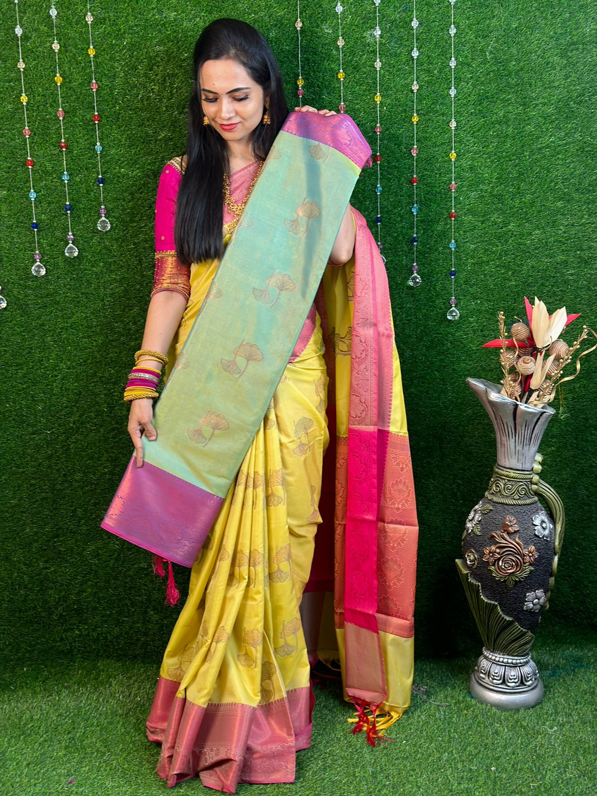 Semi soft silk floral design Saree