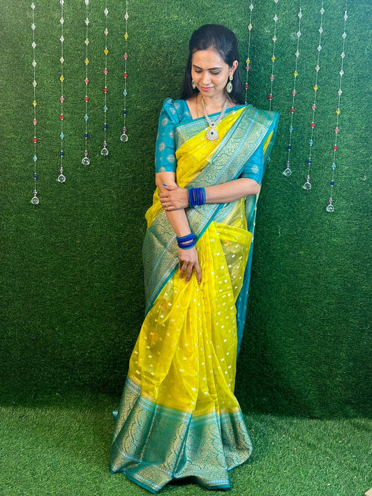 Soft organza semi silk saree