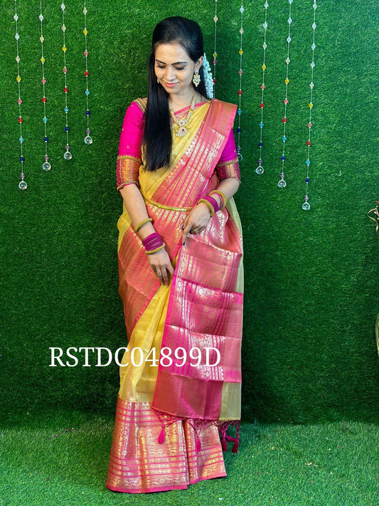 Sold❌Golden shade Soft tissue sarees