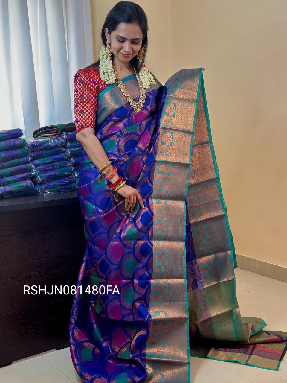 peacock rainbow Katan silk sarees