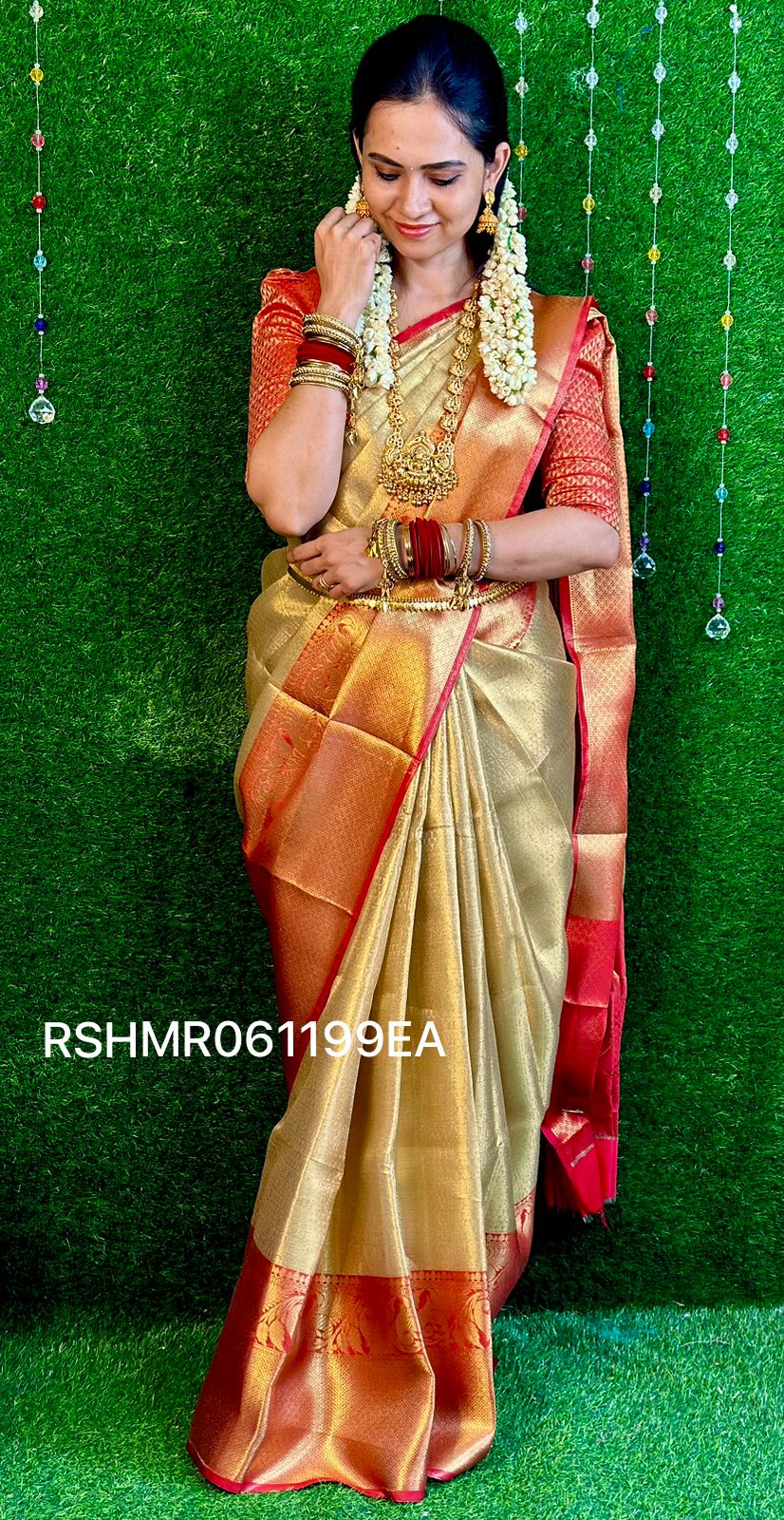 Golden zari weaving banarasi semi silk sarees