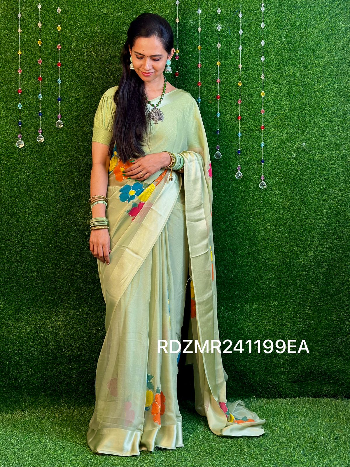 Chiffon with floral sarees  YYY