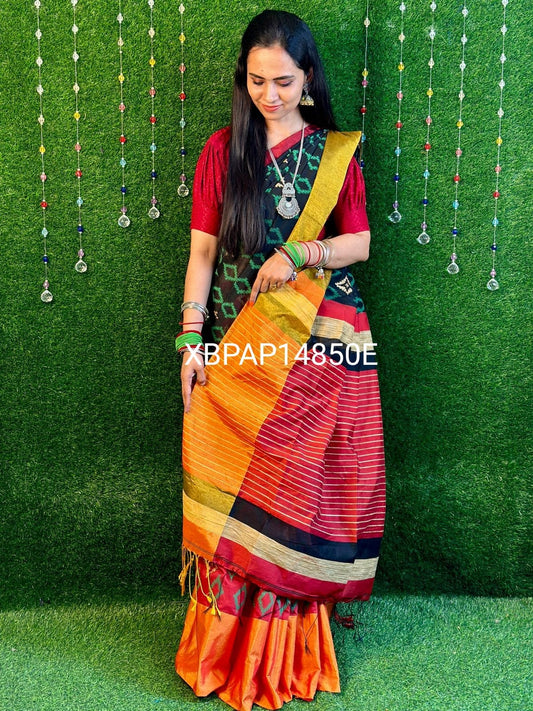 Half and half pattola cottan saree