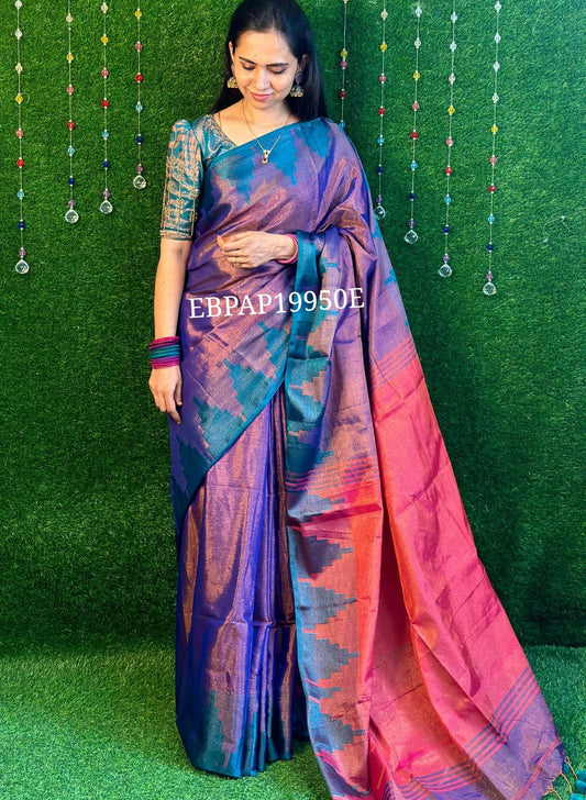 Tissue linen saree