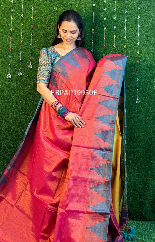 Tissue linen saree