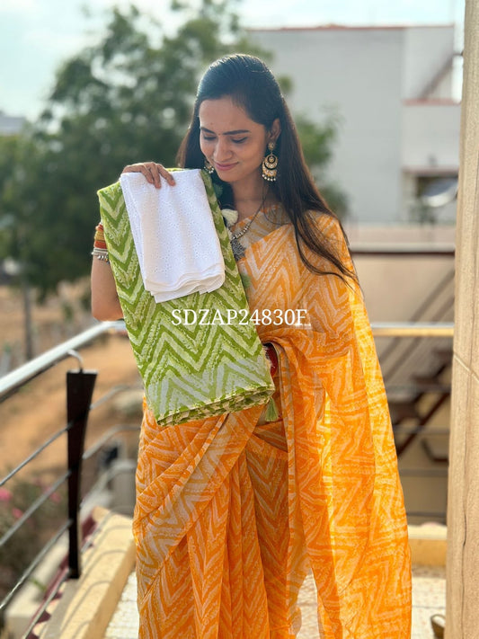 Cotton saree with chicknakari blouse YYY