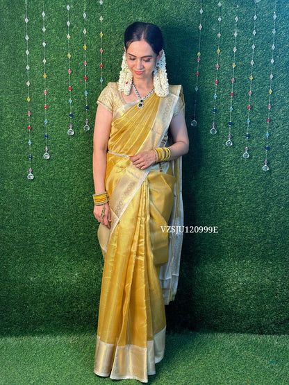 Golden katan tissue saree YYY