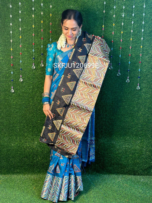 Dola semi silk saree with zari border YYY