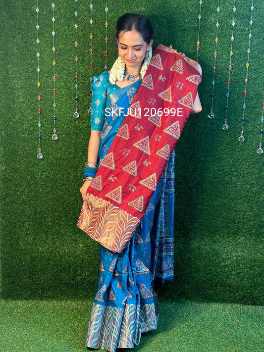 Dola semi silk saree with zari border